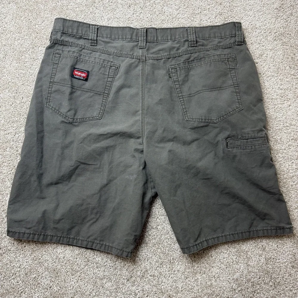 Wrangler Chino Shorts Mens 42 Gray Canvas Utility Pockets Workwear Relaxed Fit